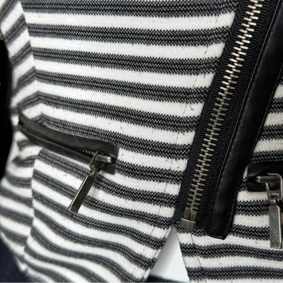 XOXO black white stripe faux leather jacket small - Picture 6 of 7